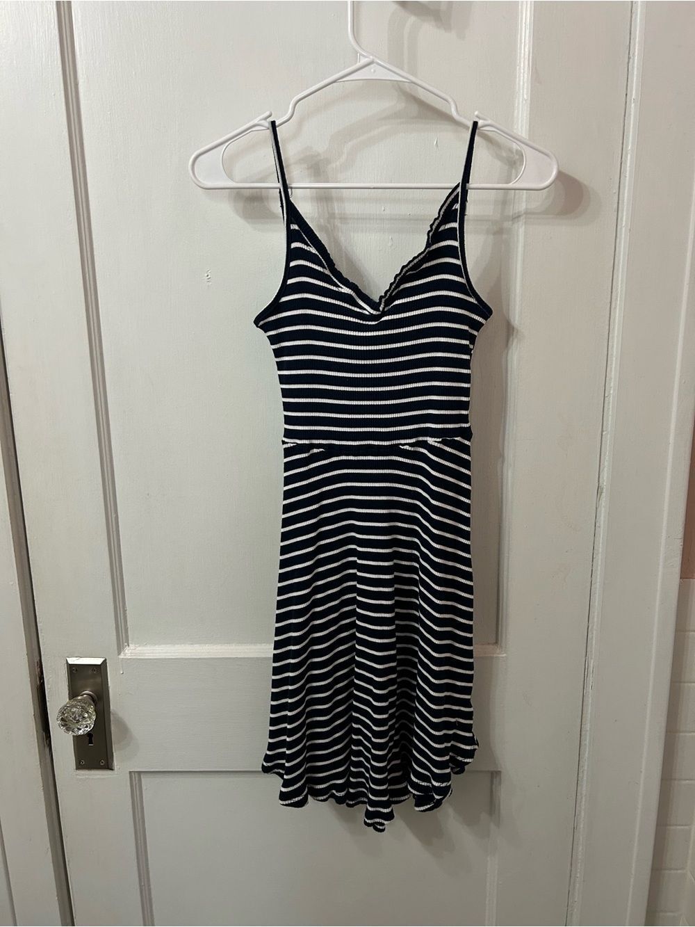Angie navy and White Striped Spaghetti Strap Mini Dress